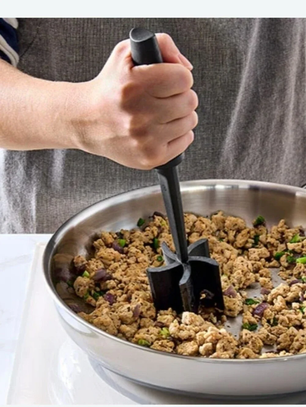 Pampered Chef Mix 'N Chop Ground Meat Chopper Nylon Kitchen Tool Black